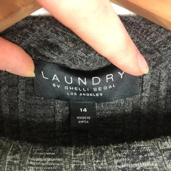 Laundry by Shelli Segal Grey Heathered Ribbed Keyhole Dress Women's Size 14 - Picture 8 of 11